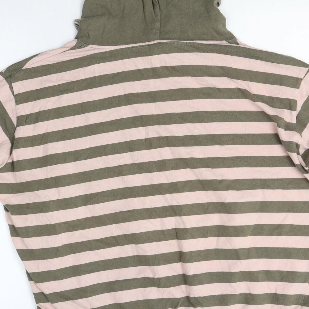 Brave Soul Mens Multicoloured Striped Cotton Pullover Hoodie Size M