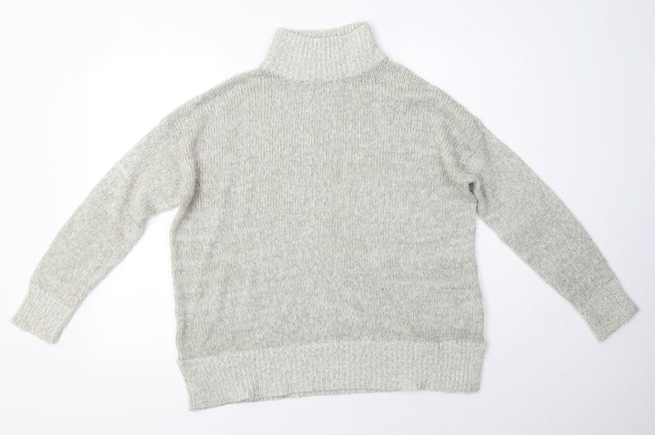 New Look Womens Grey High Neck Acrylic Pullover Jumper Size M