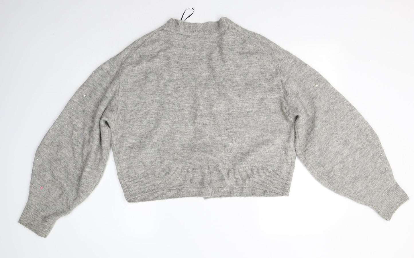 H&M Womens Grey Round Neck  Polyester Cardigan Jumper Size L