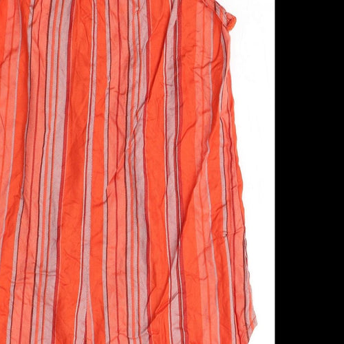 Sanctuary Womens Orange Striped Viscose Basic Blouse Size S V-Neck
