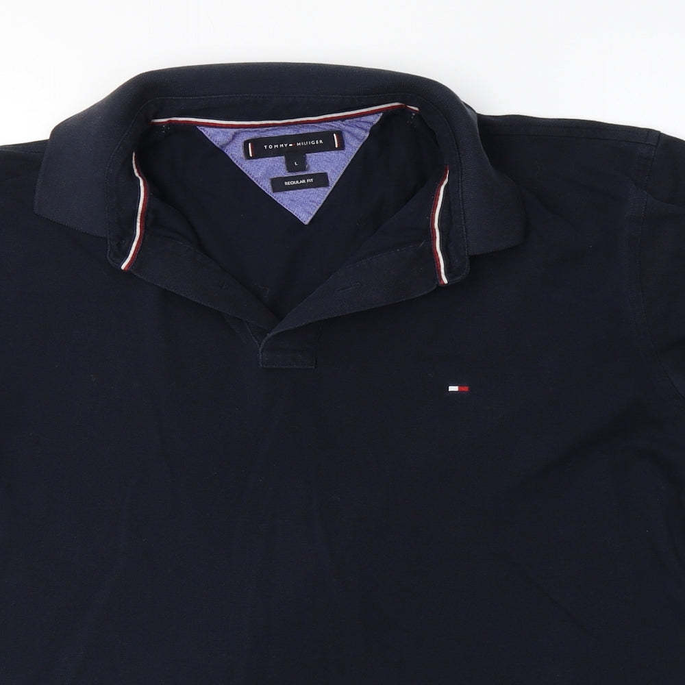 Tommy Hilfiger Mens Blue  100% Cotton  Polo Size L Collared