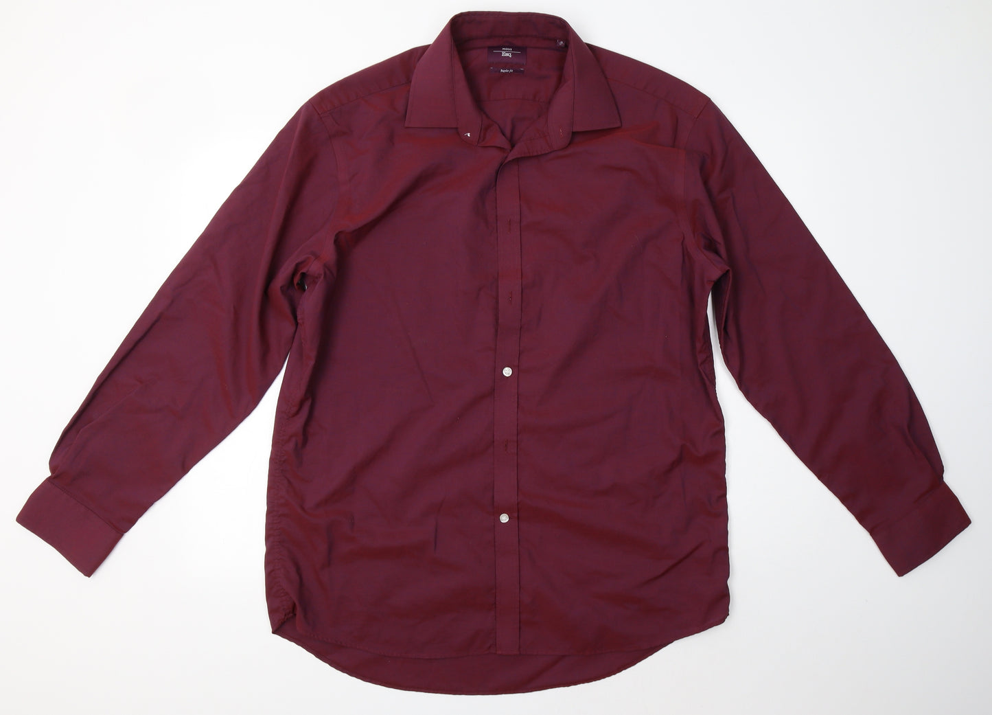 Moss Esq. Mens Red  100% Cotton  Dress Shirt Size 17 Collared