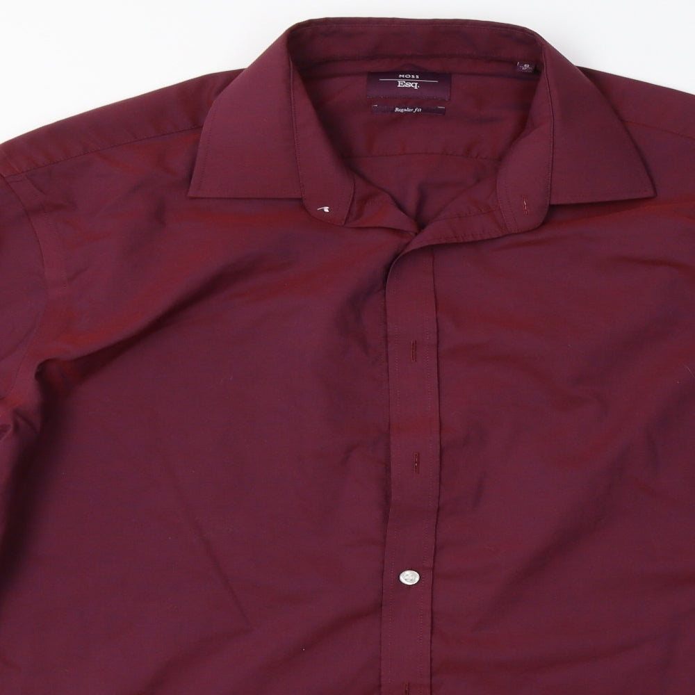 Moss Esq. Mens Red  100% Cotton  Dress Shirt Size 17 Collared