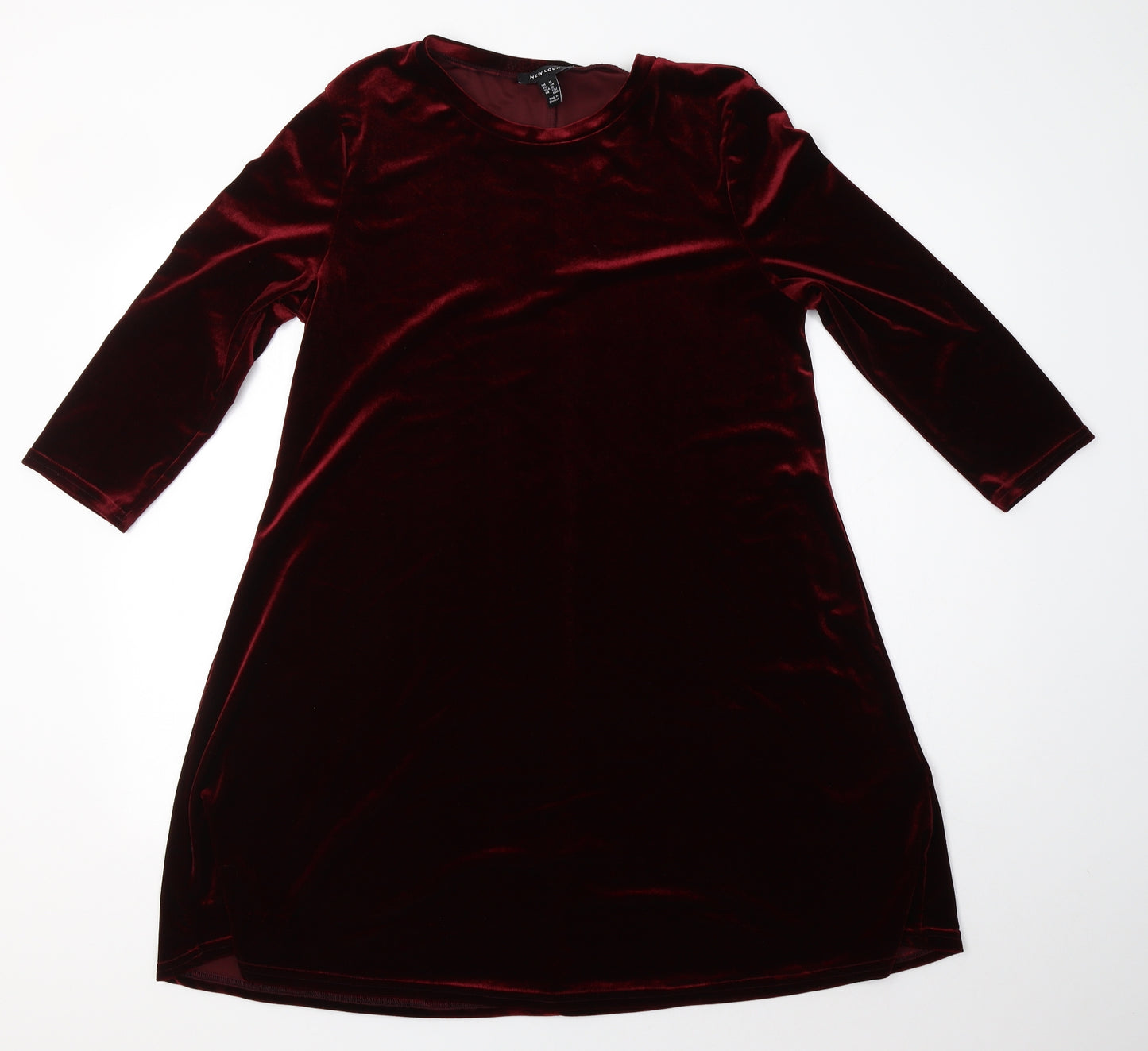 New Look Womens Red  Polyester A-Line  Size 16  Round Neck  - Velvet