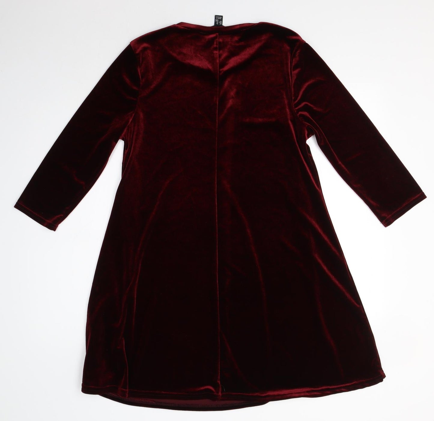 New Look Womens Red  Polyester A-Line  Size 16  Round Neck  - Velvet