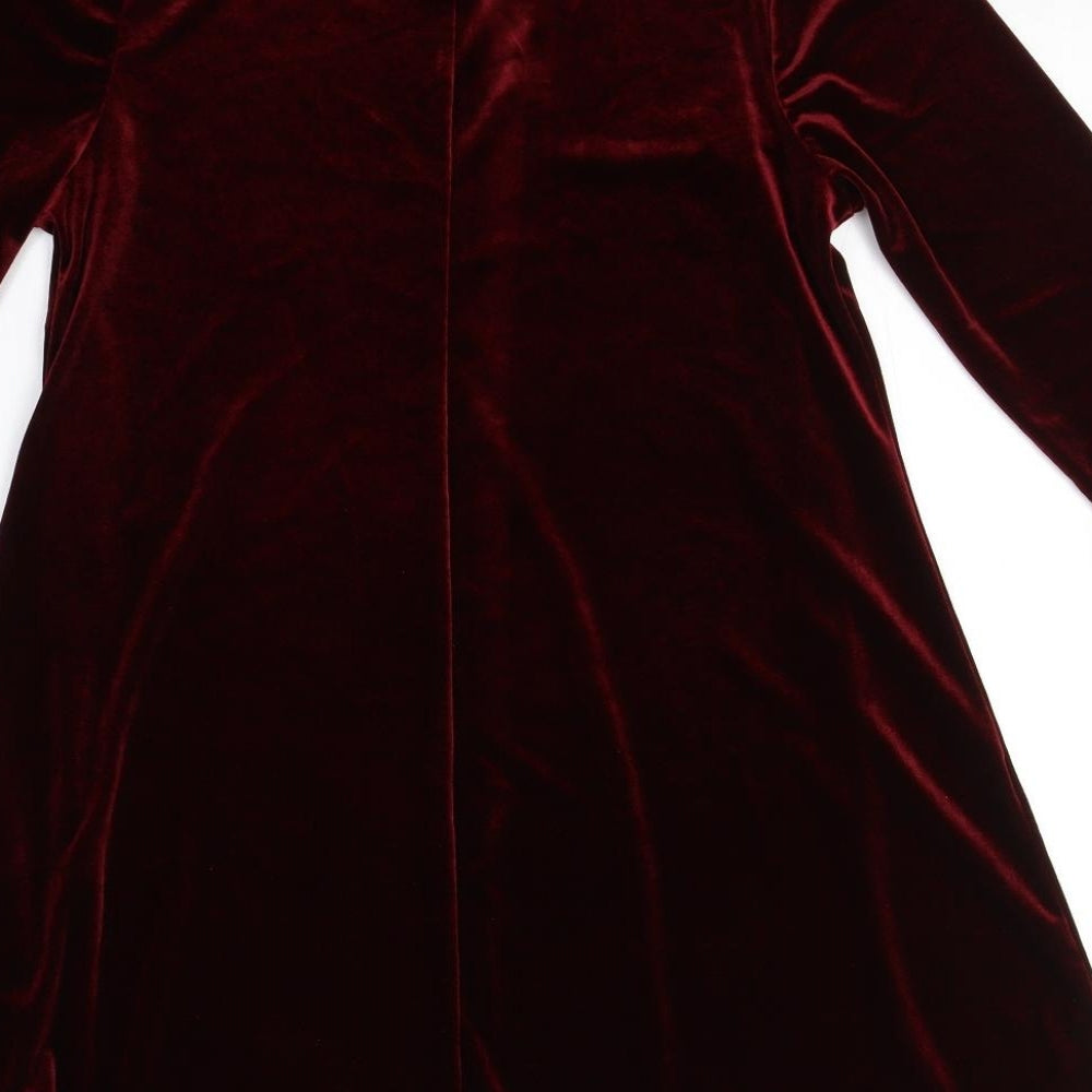 New Look Womens Red  Polyester A-Line  Size 16  Round Neck  - Velvet
