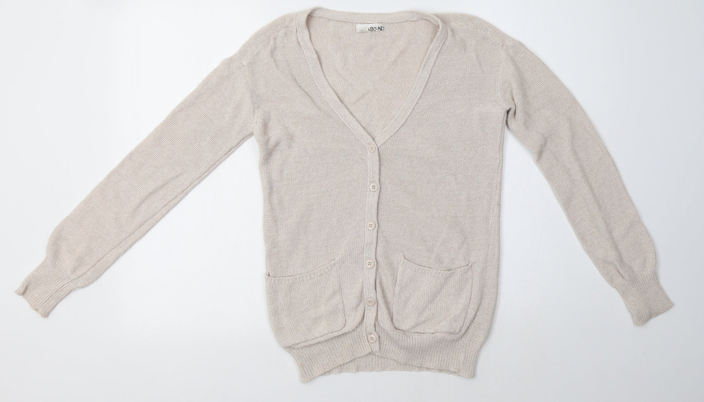 ABOUND Mens Beige Round Neck  Cotton Cardigan Jumper Size S