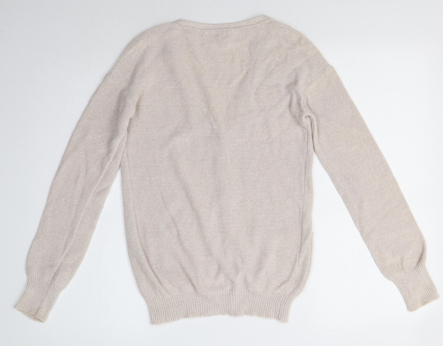 ABOUND Mens Beige Round Neck  Cotton Cardigan Jumper Size S