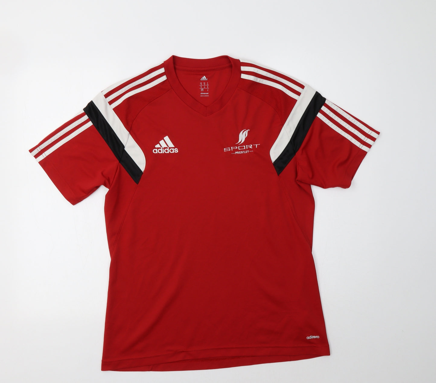 adidas Mens Red  Polyester  T-Shirt Size M V-Neck