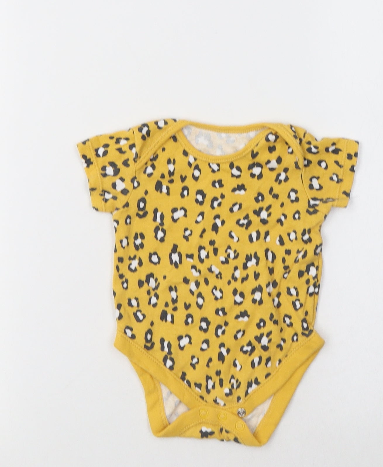 George Baby Yellow Animal Print Cotton Romper One-Piece Size 6-9 Months