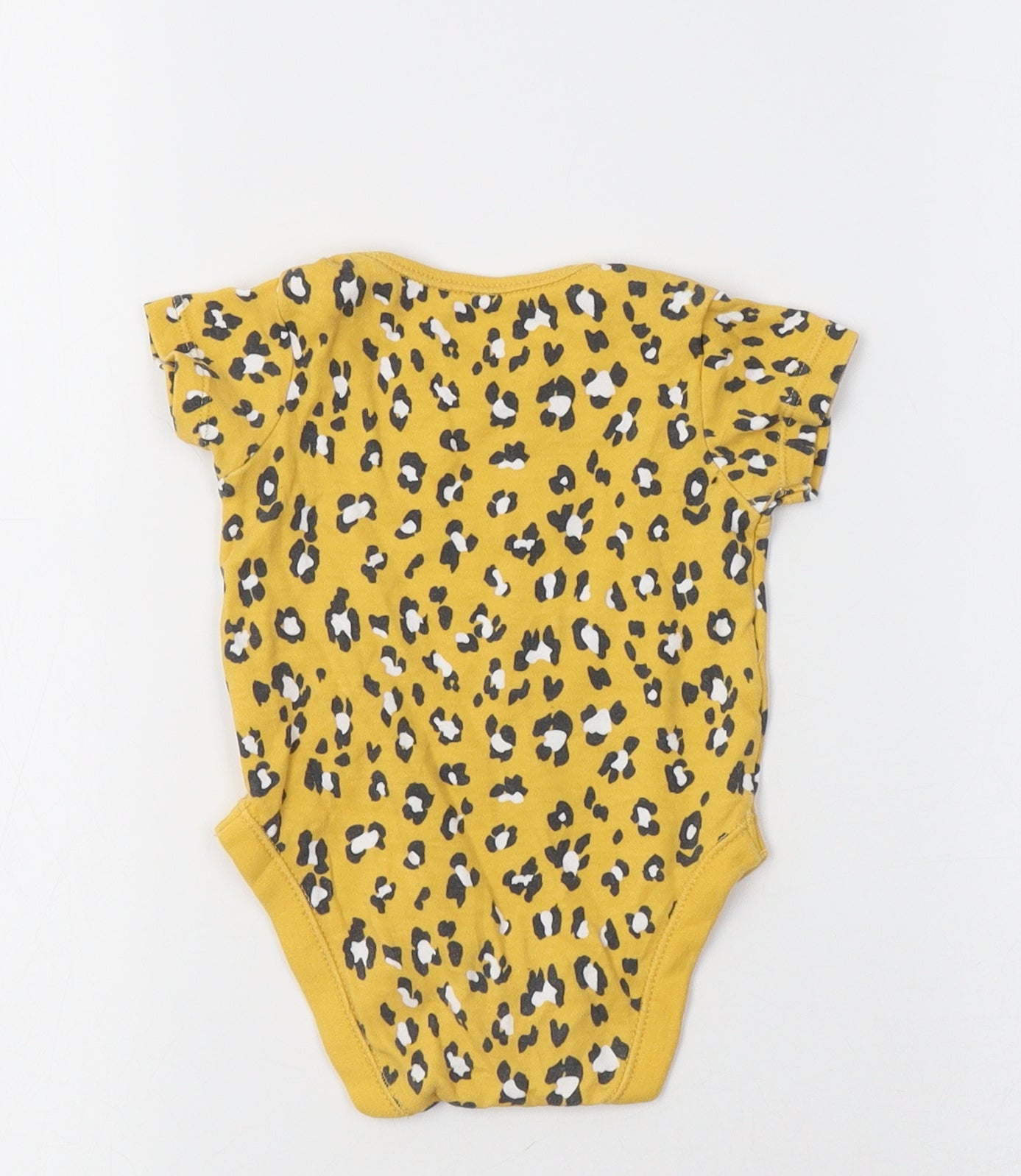 George Baby Yellow Animal Print Cotton Romper One-Piece Size 6-9 Months