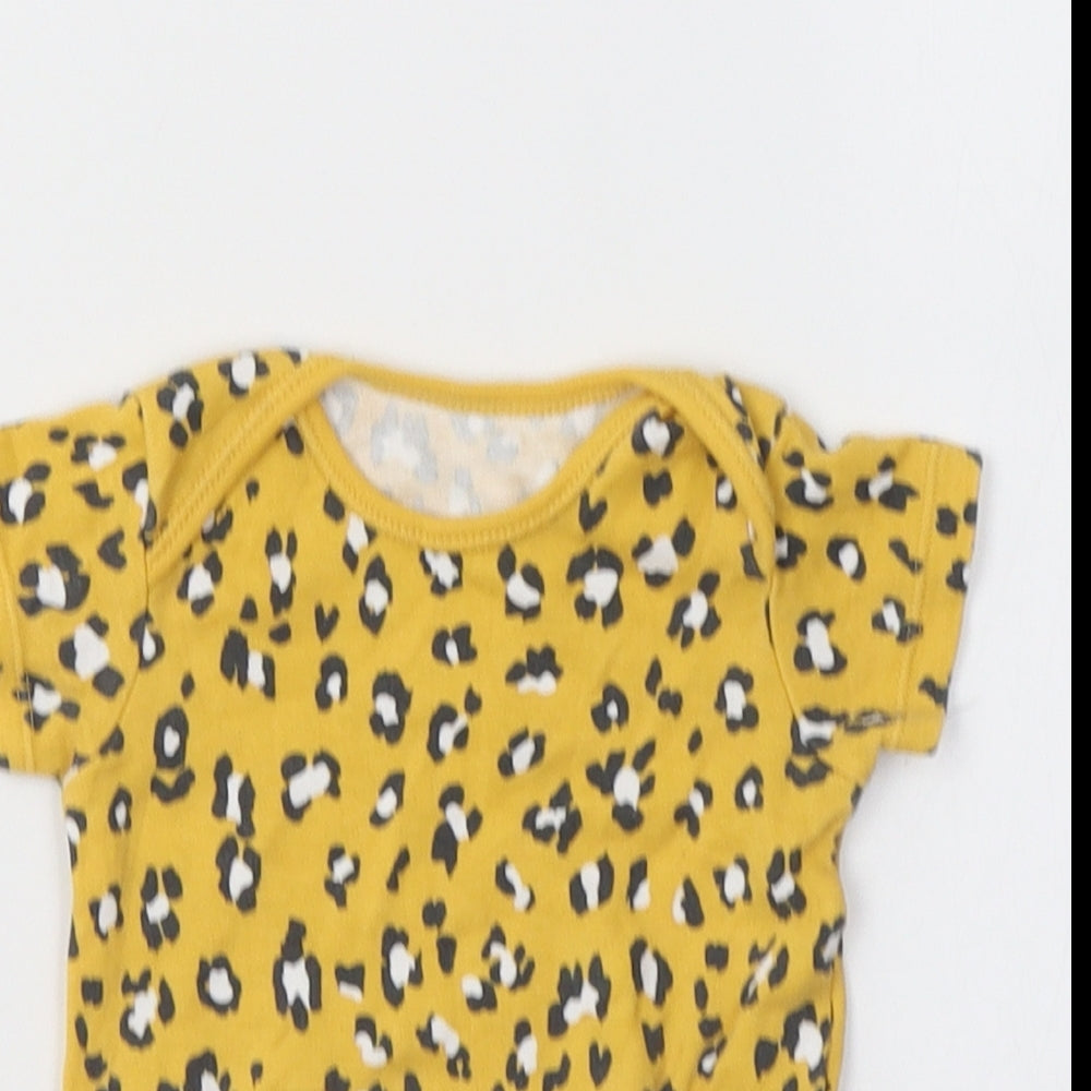 George Baby Yellow Animal Print Cotton Romper One-Piece Size 6-9 Months