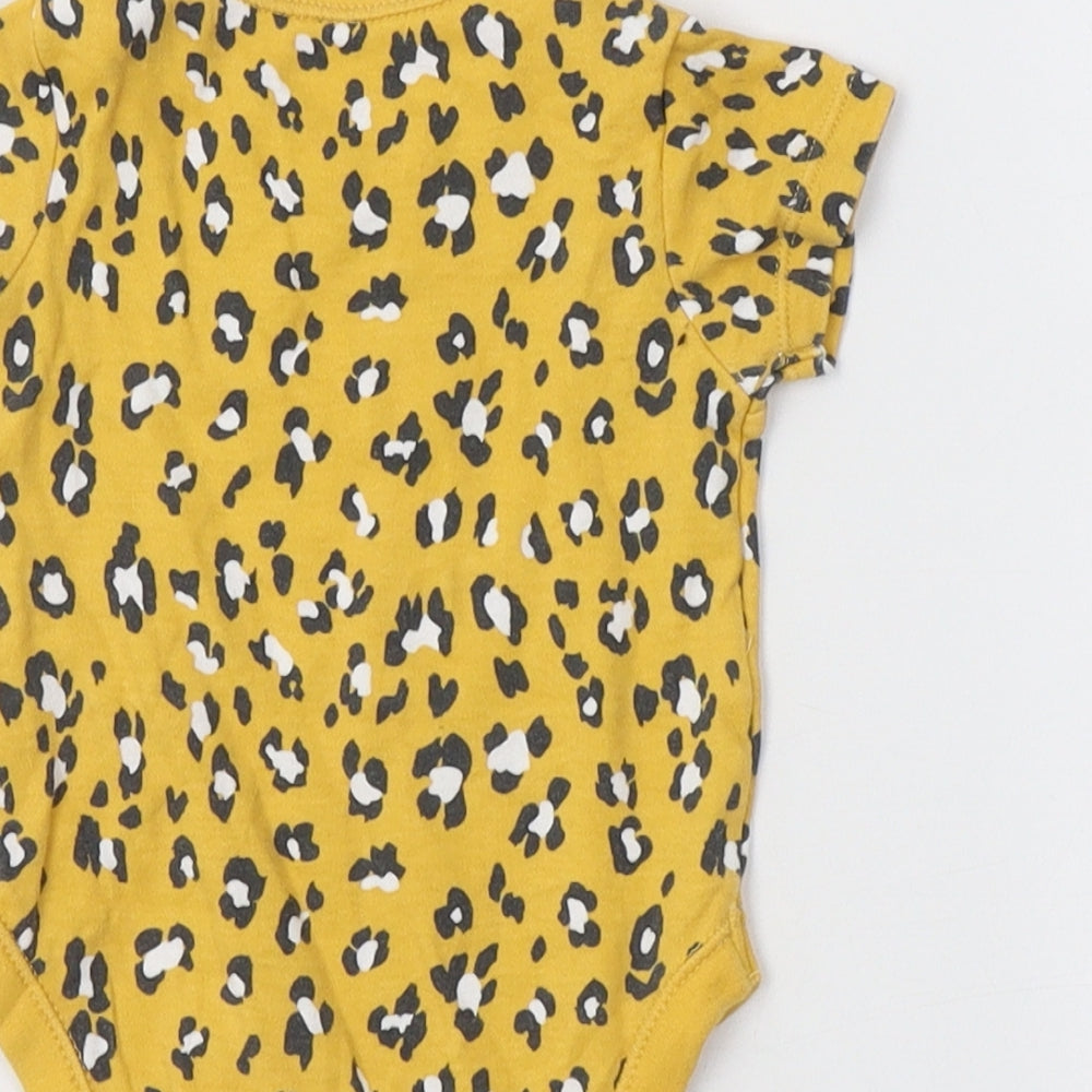 George Baby Yellow Animal Print Cotton Romper One-Piece Size 6-9 Months