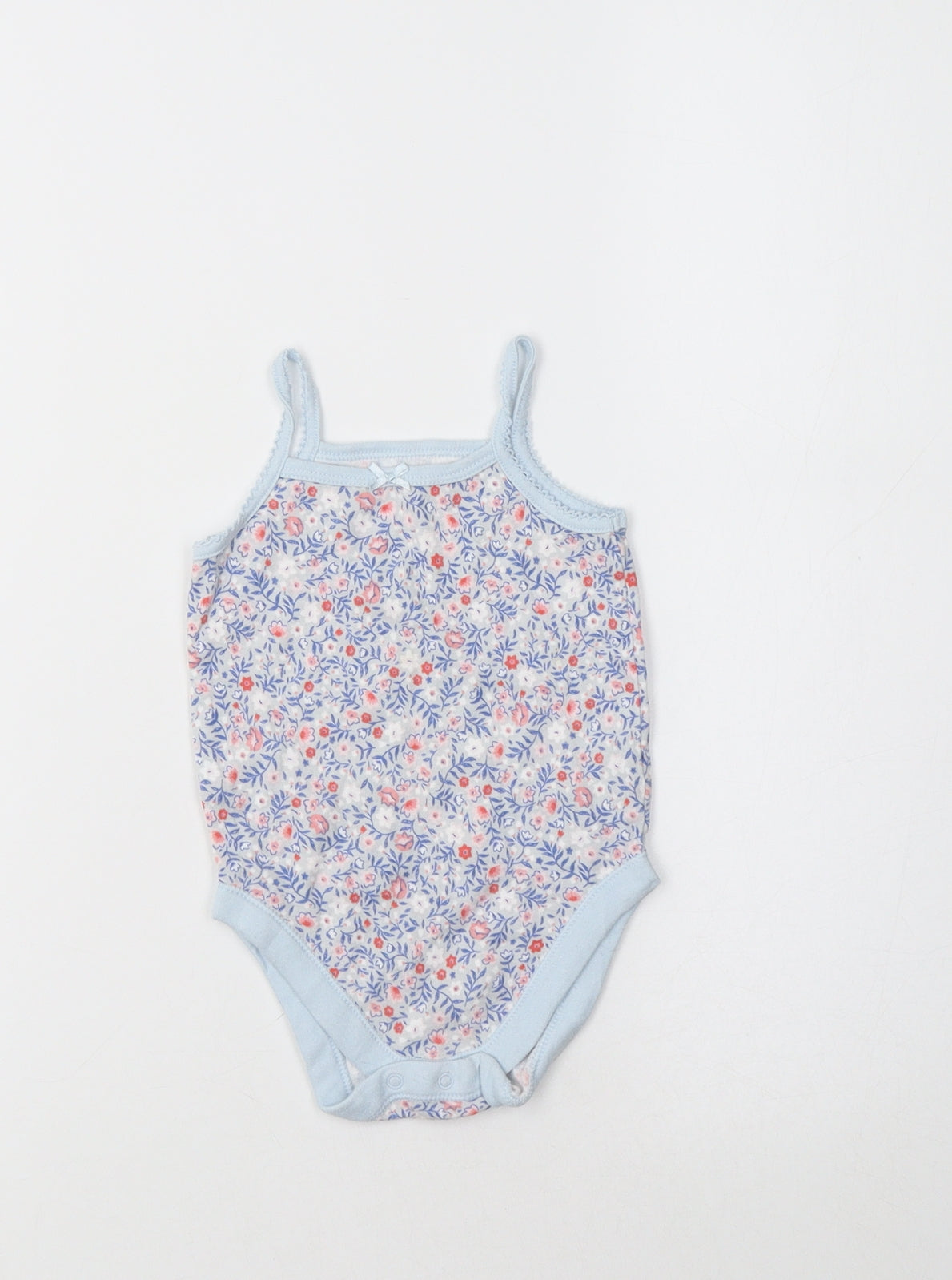 Nutmeg Baby Blue Floral Cotton Romper One-Piece Size 9-12 Months