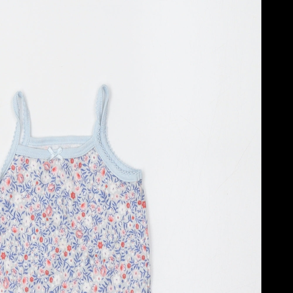 Nutmeg Baby Blue Floral Cotton Romper One-Piece Size 9-12 Months