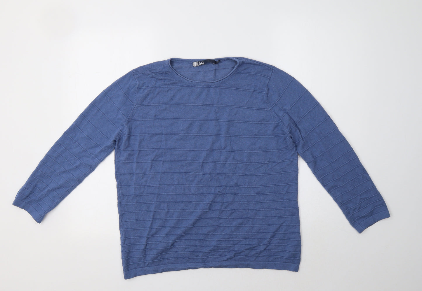 Isle Womens Blue Crew Neck  Viscose Pullover Jumper Size M