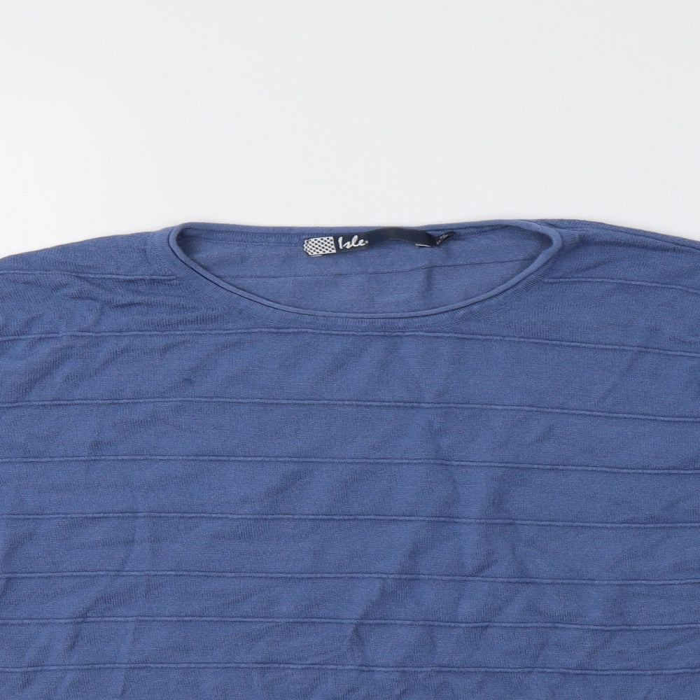 Isle Womens Blue Crew Neck  Viscose Pullover Jumper Size M