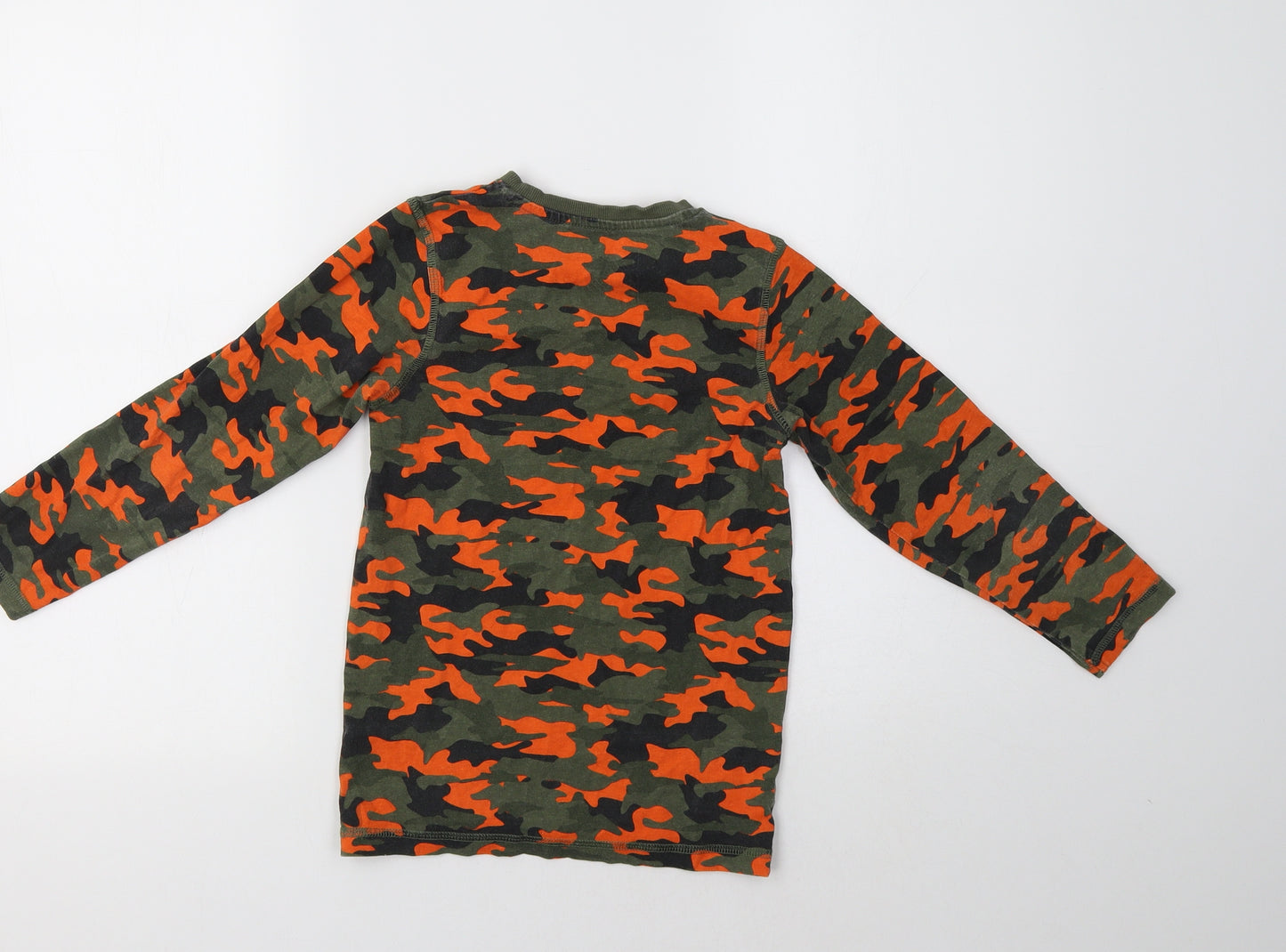 Matalan Boys Green Camouflage Cotton Basic T-Shirt Size 8 Years Crew Neck
