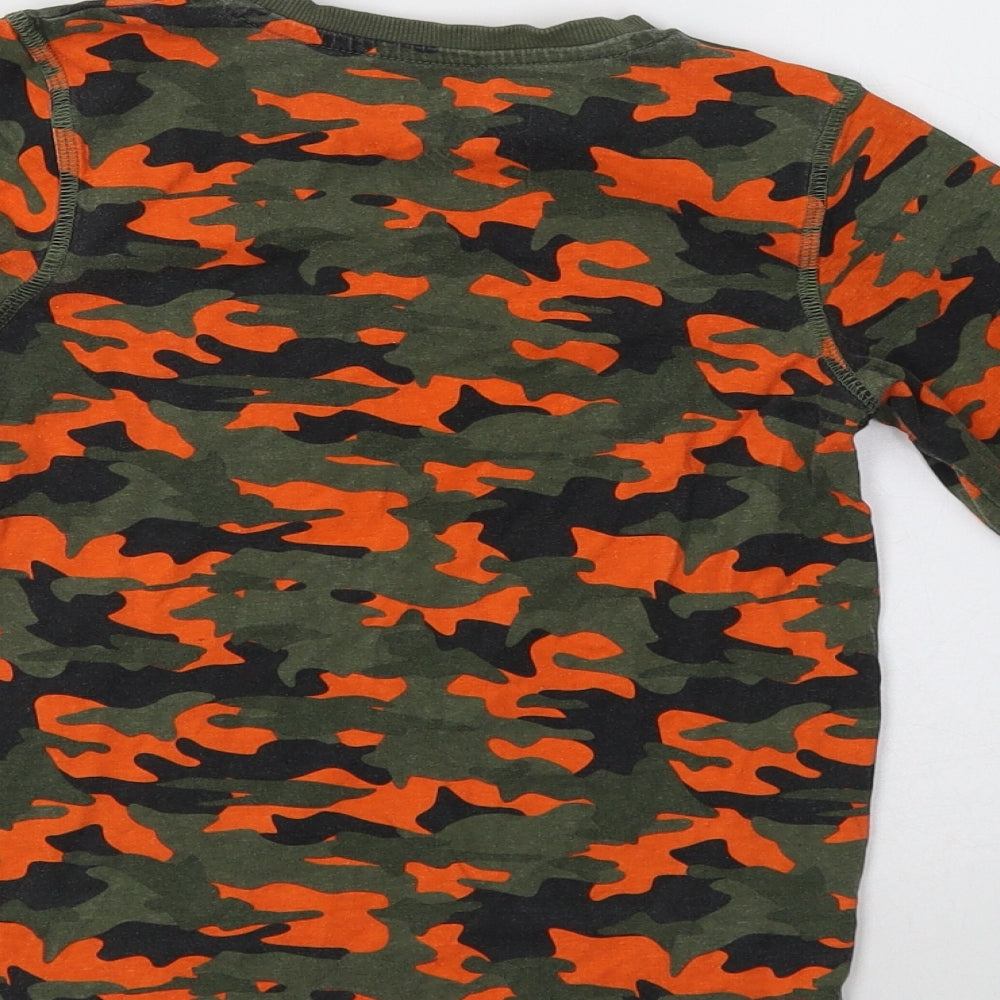 Matalan Boys Green Camouflage Cotton Basic T-Shirt Size 8 Years Crew Neck