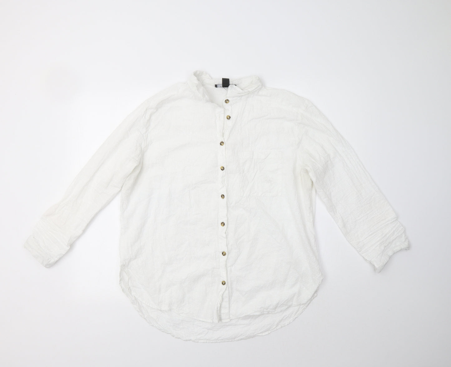 Primark Womens White  Cotton Basic Button-Up Size 16 Collared