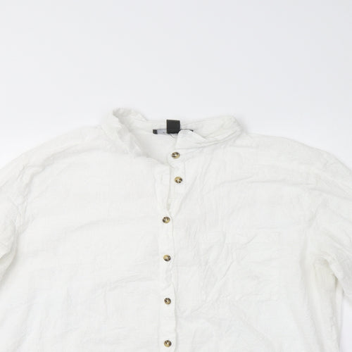 Primark Womens White  Cotton Basic Button-Up Size 16 Collared