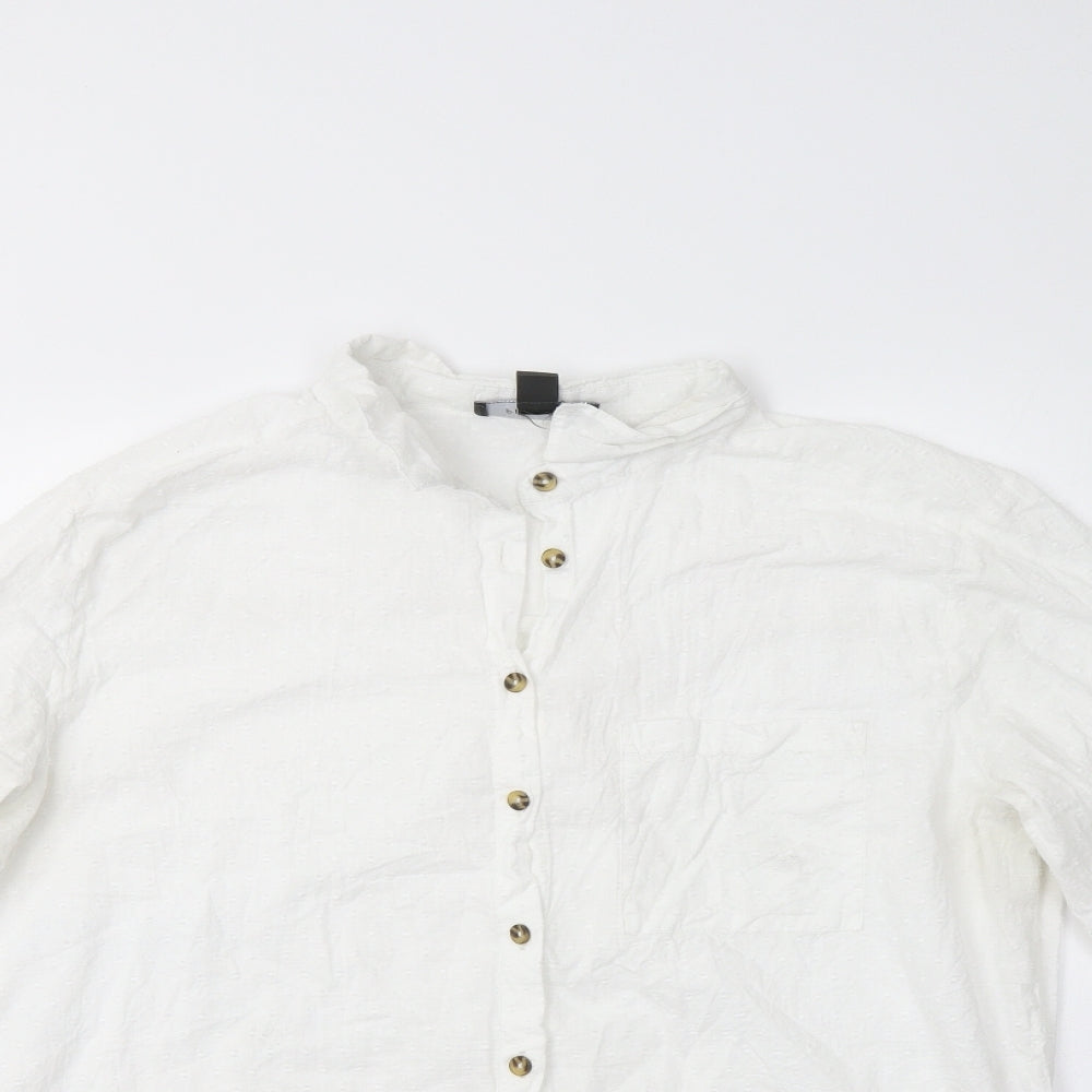 Primark Womens White  Cotton Basic Button-Up Size 16 Collared