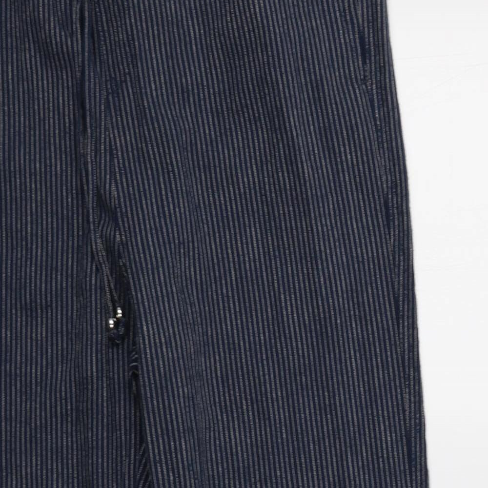 F&F Womens Blue Striped Linen Trousers  Size 14 L30 in Regular
