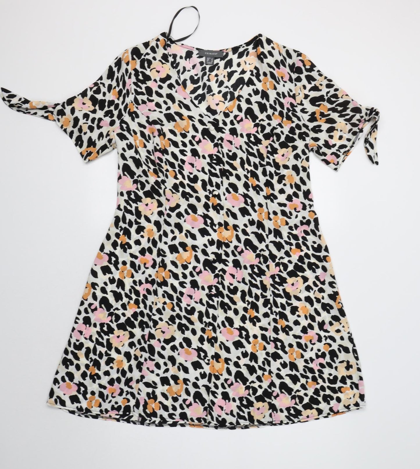 Primark Womens Multicoloured Animal Print Polyester A-Line  Size 14  V-Neck