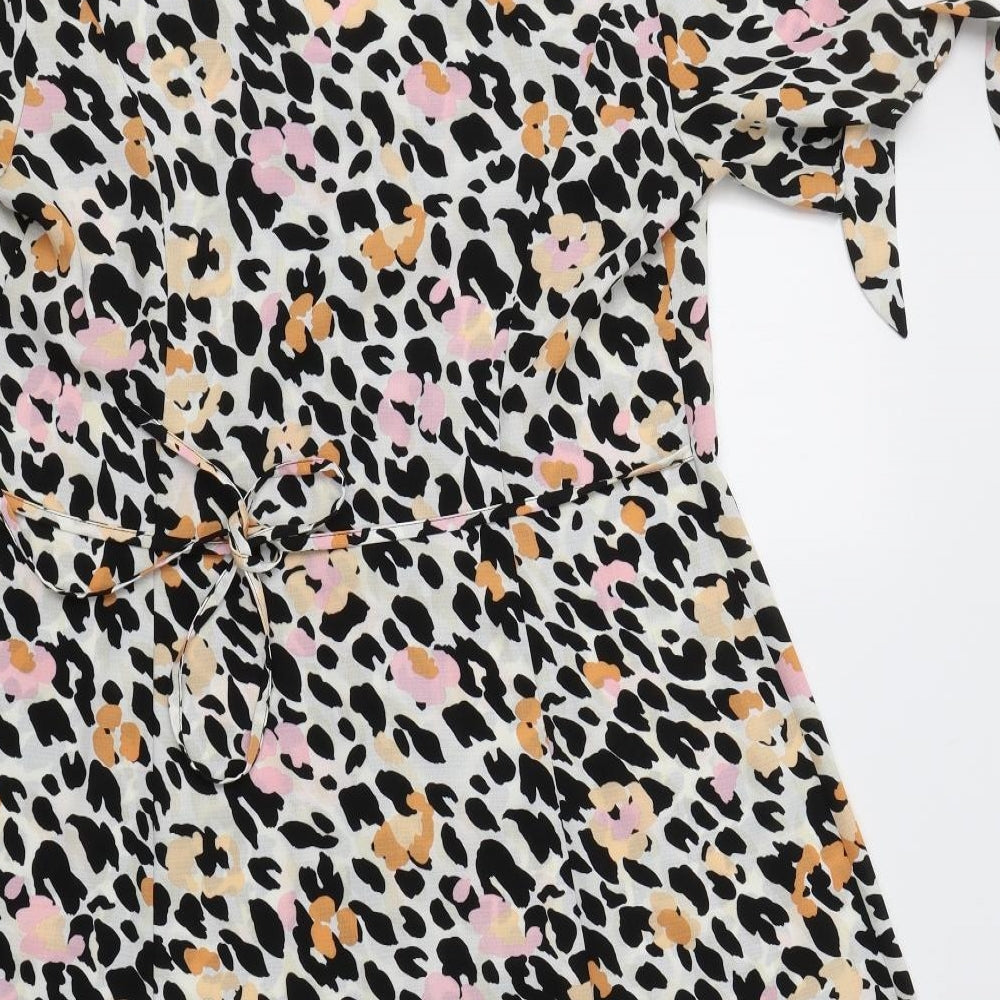 Primark Womens Multicoloured Animal Print Polyester A-Line  Size 14  V-Neck