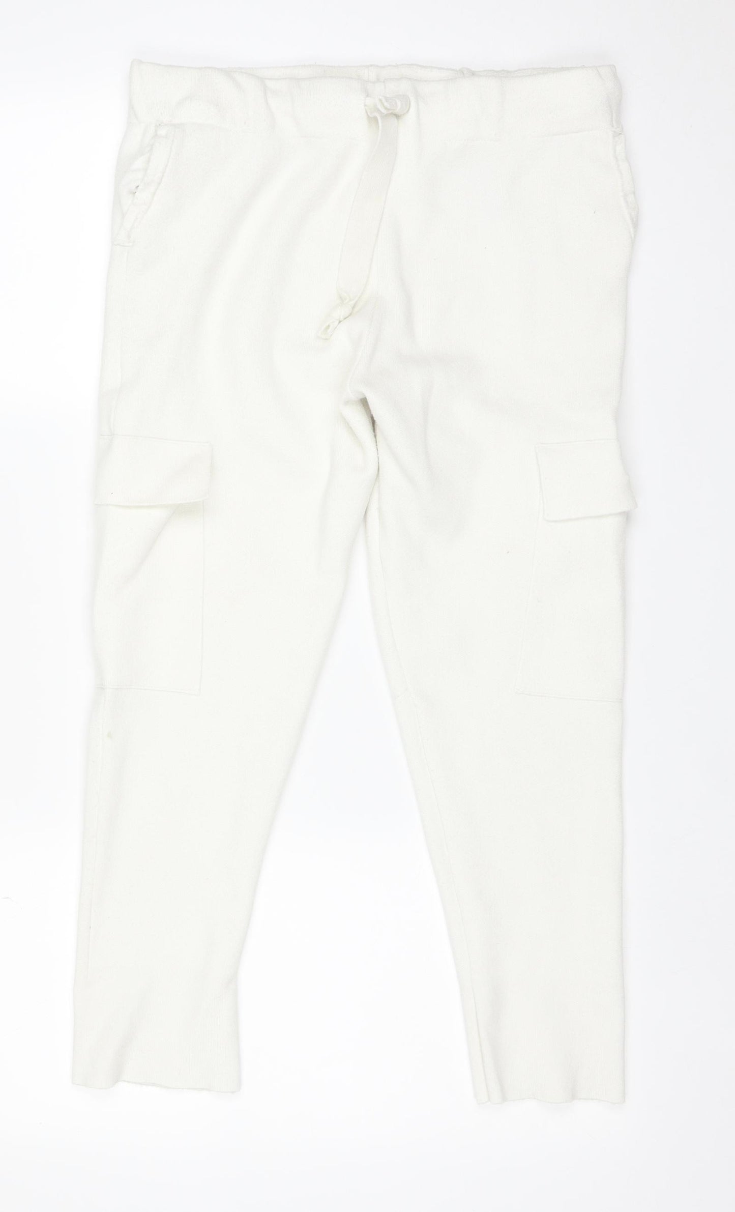 Zara Womens White  Viscose Cargo Trousers Size S L24 in Regular