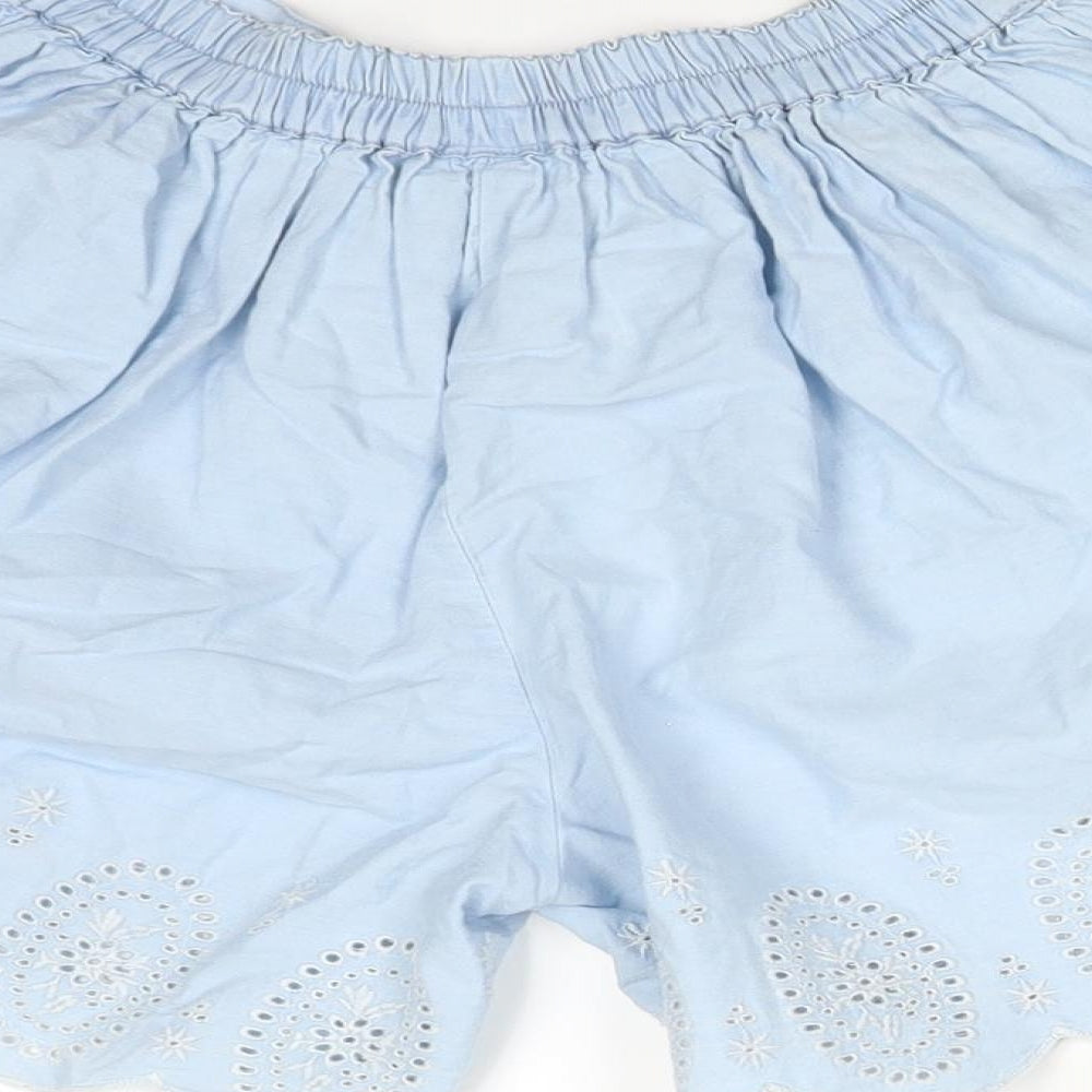 F&F Girls Blue Floral Cotton Paperbag Shorts Size 12-13 Years  Regular