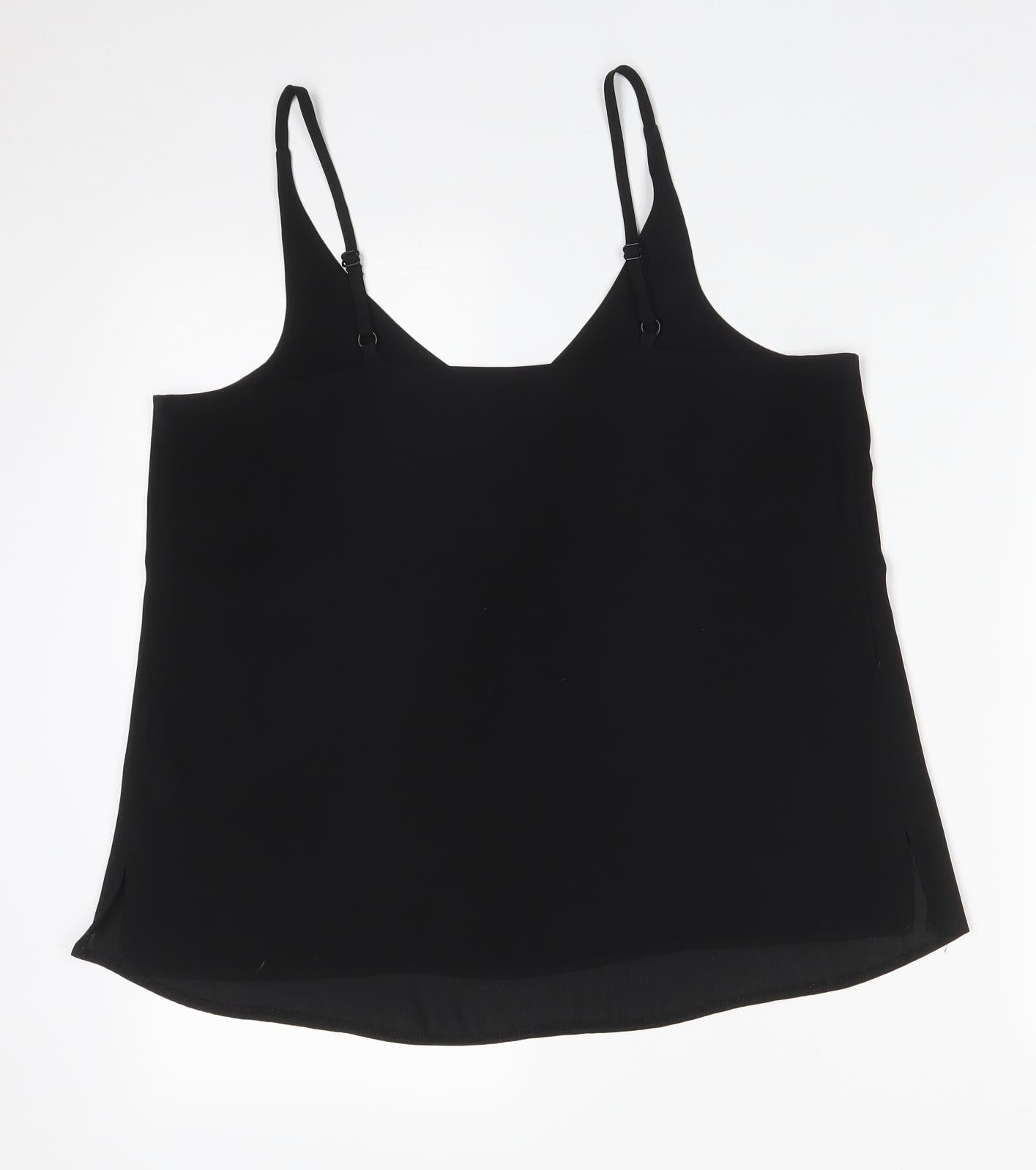 F&F Womens Black  Polyester Camisole T-Shirt Size 12 V-Neck