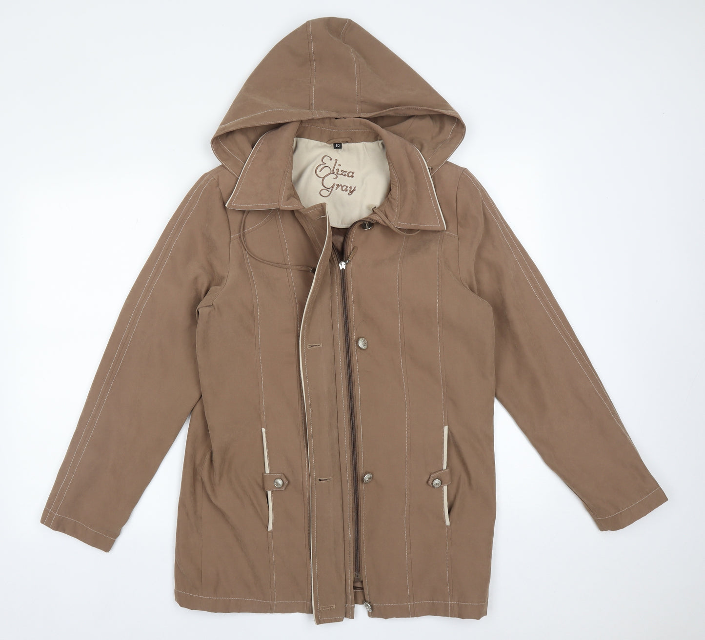 ELIZA GRAY Womens Brown   Overcoat Coat Size 10