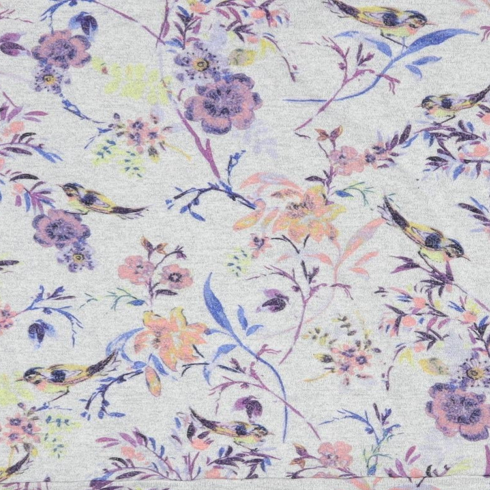 M&S Womens Multicoloured Floral Viscose Basic T-Shirt Size 16 V-Neck