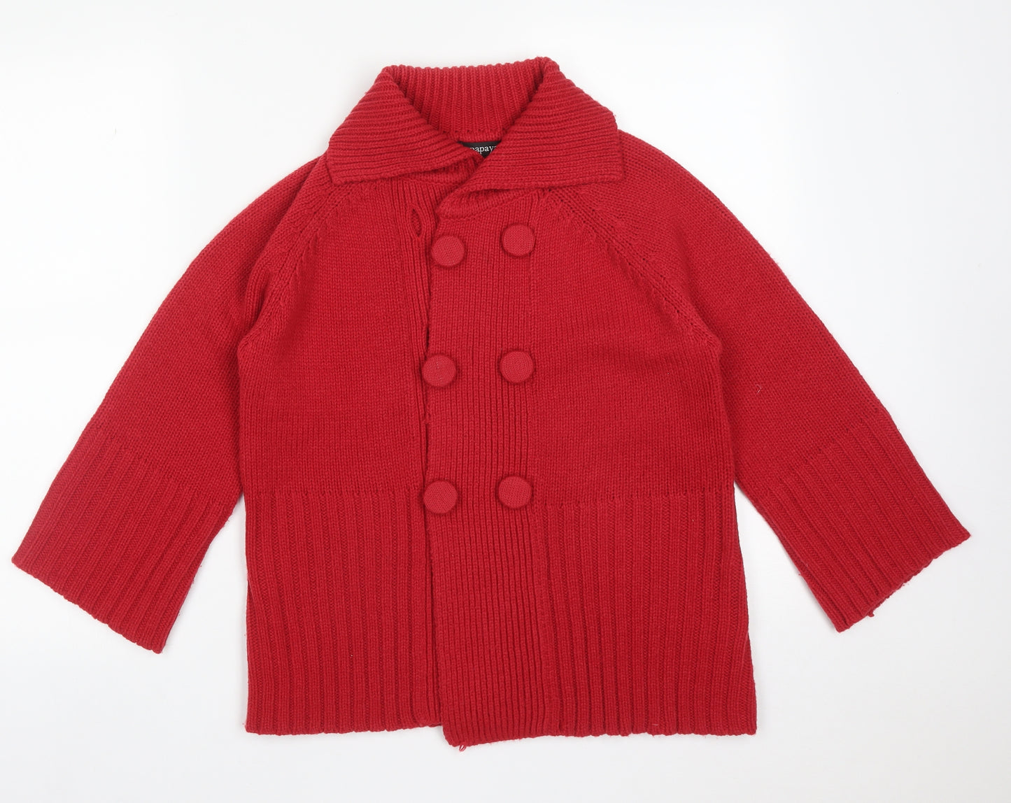 Papaya Womens Red Roll Neck  Acrylic Cardigan Jumper Size 12