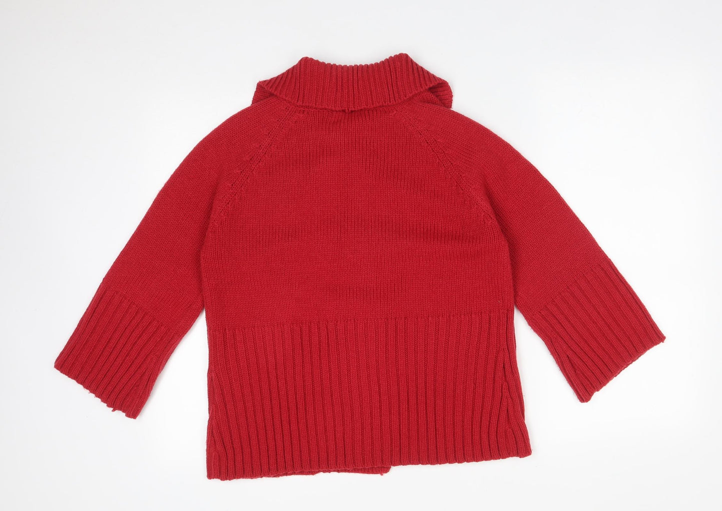 Papaya Womens Red Roll Neck  Acrylic Cardigan Jumper Size 12