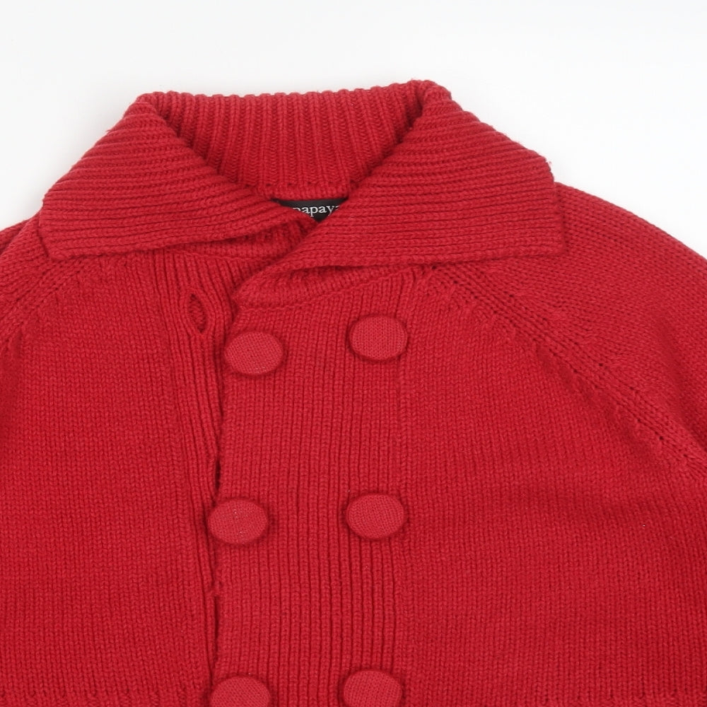 Papaya Womens Red Roll Neck  Acrylic Cardigan Jumper Size 12