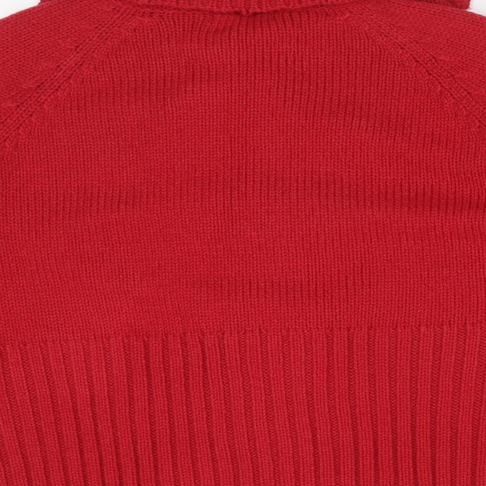 Papaya Womens Red Roll Neck  Acrylic Cardigan Jumper Size 12