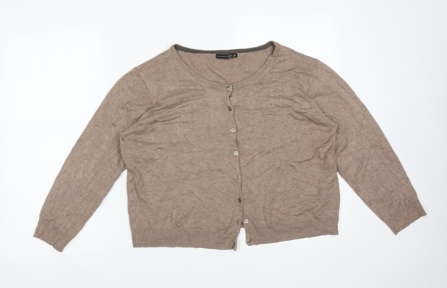 Atmosphere Womens Brown Round Neck  Viscose Cardigan Jumper Size 20
