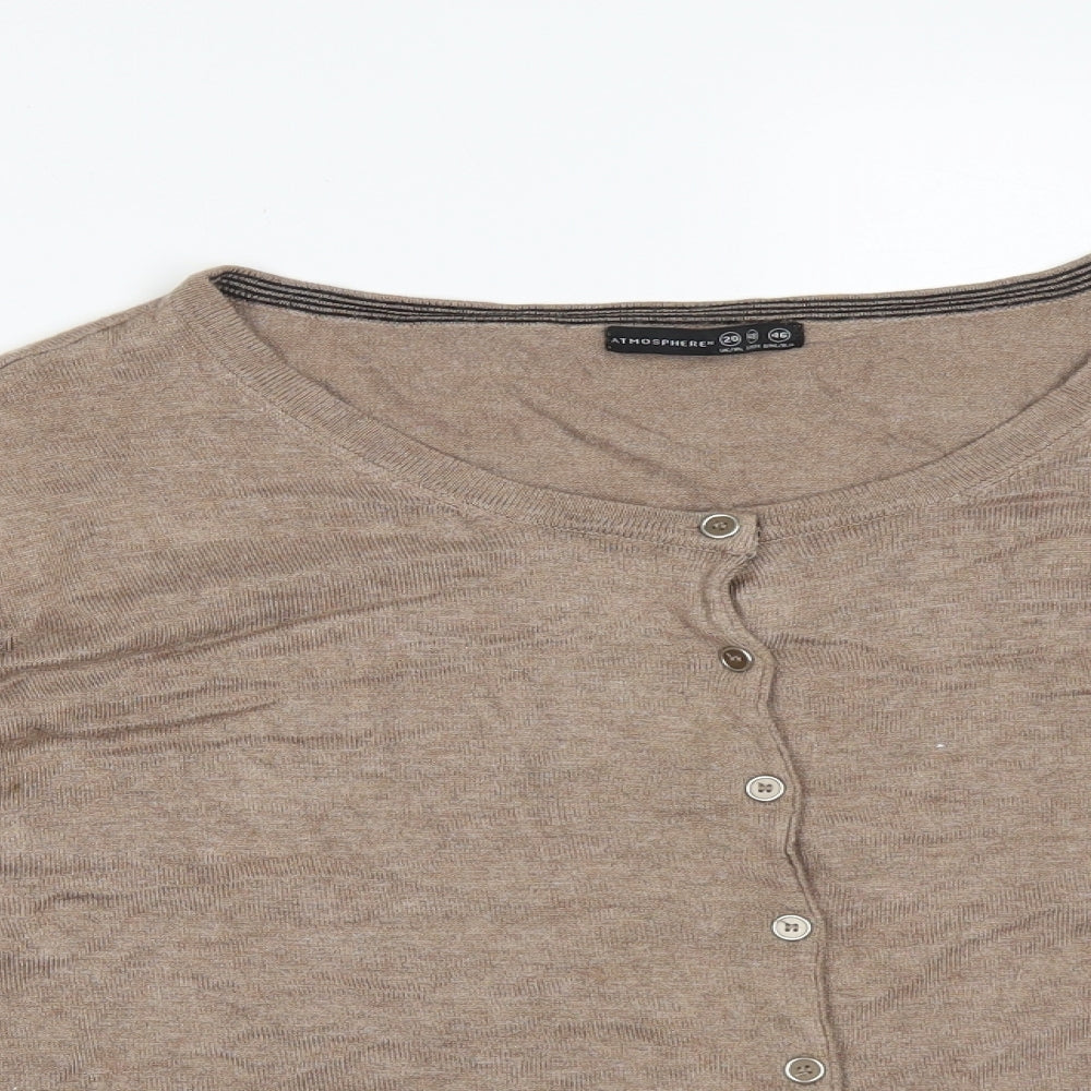 Atmosphere Womens Brown Round Neck  Viscose Cardigan Jumper Size 20