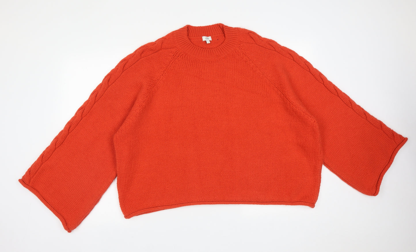 River Island Womens Orange  Acrylic Pullover Sweatshirt Size 14