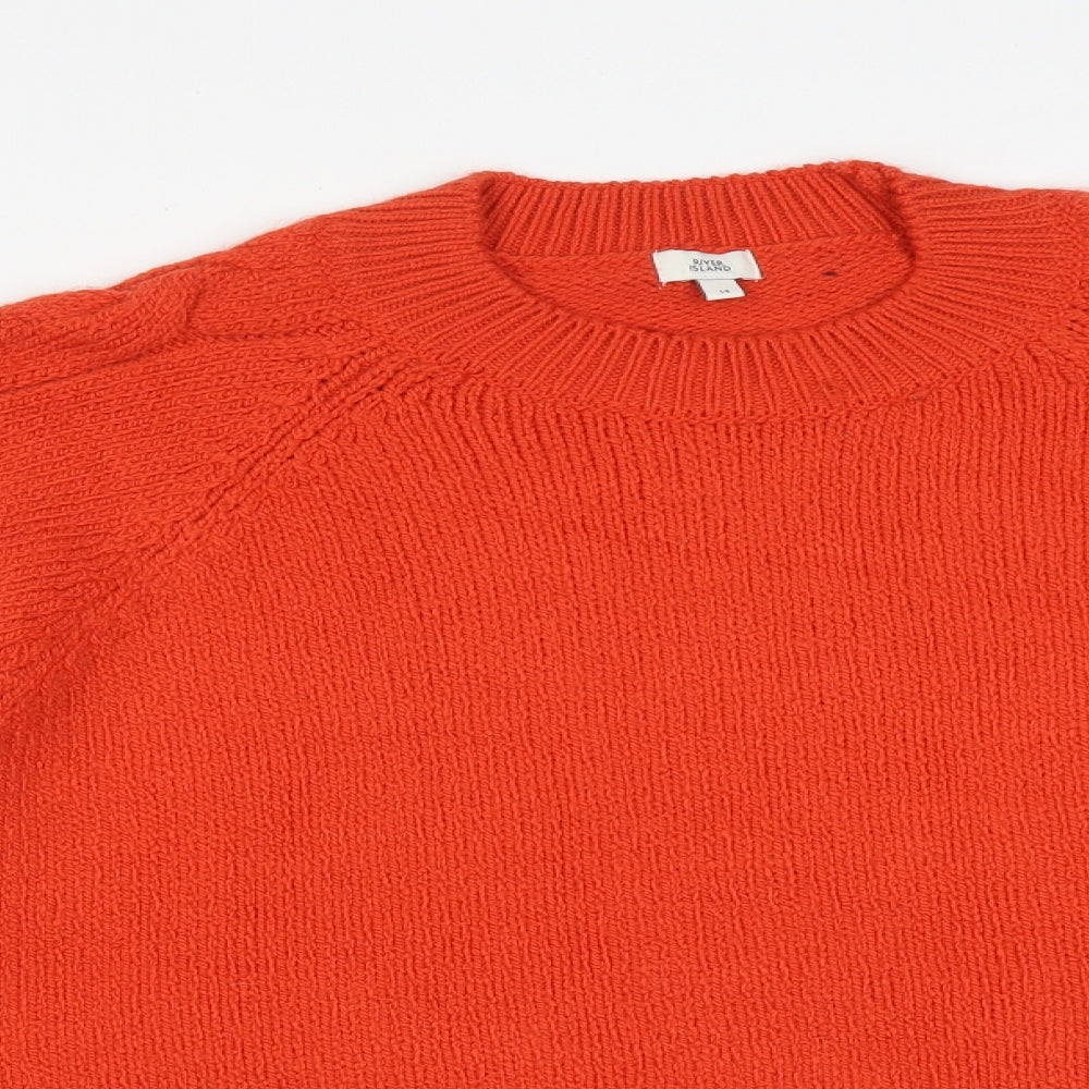 River Island Womens Orange  Acrylic Pullover Sweatshirt Size 14