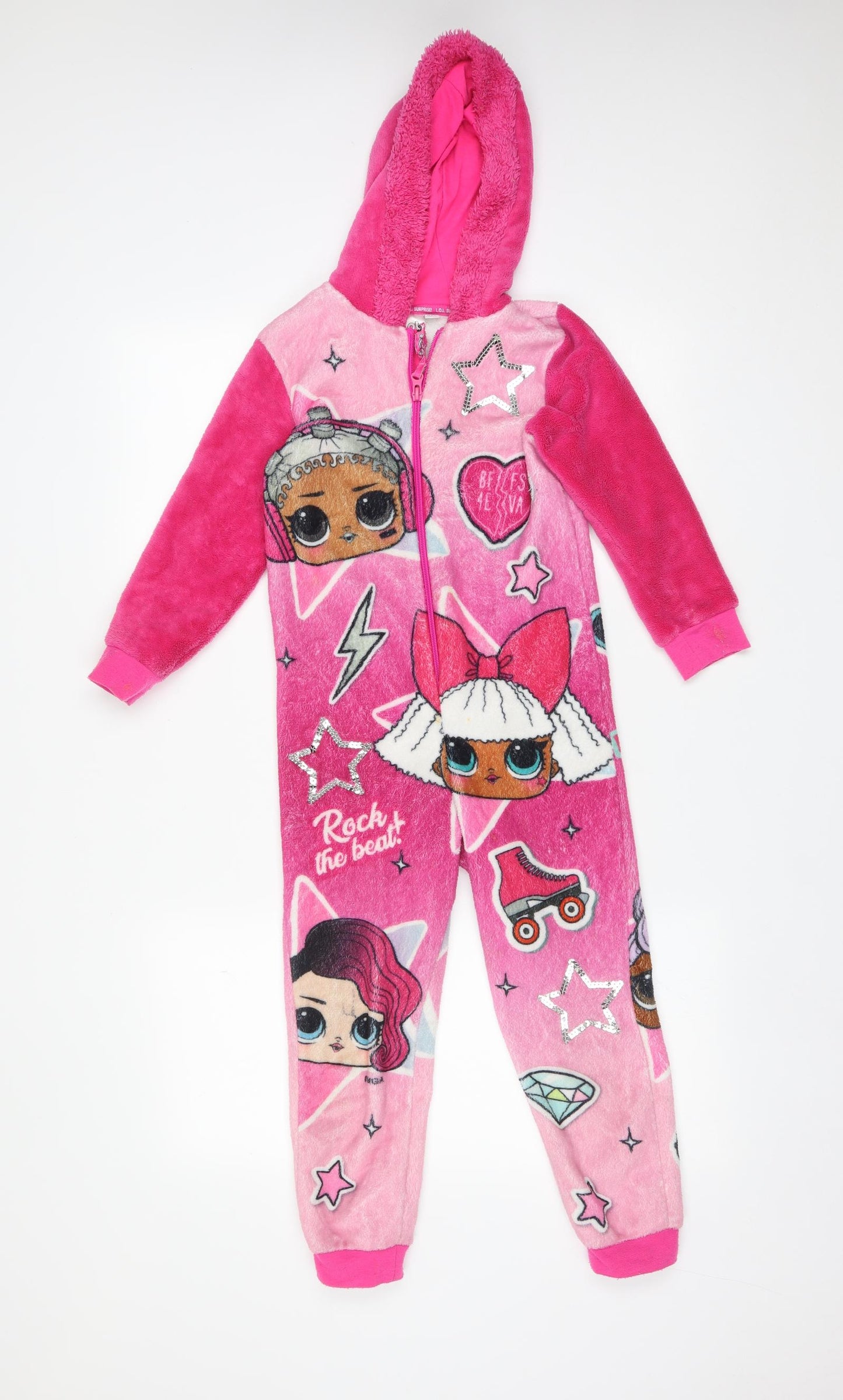 F&F Girls Pink Solid Polyester  One Piece Size 6-7 Years   - LOL SUPRISE