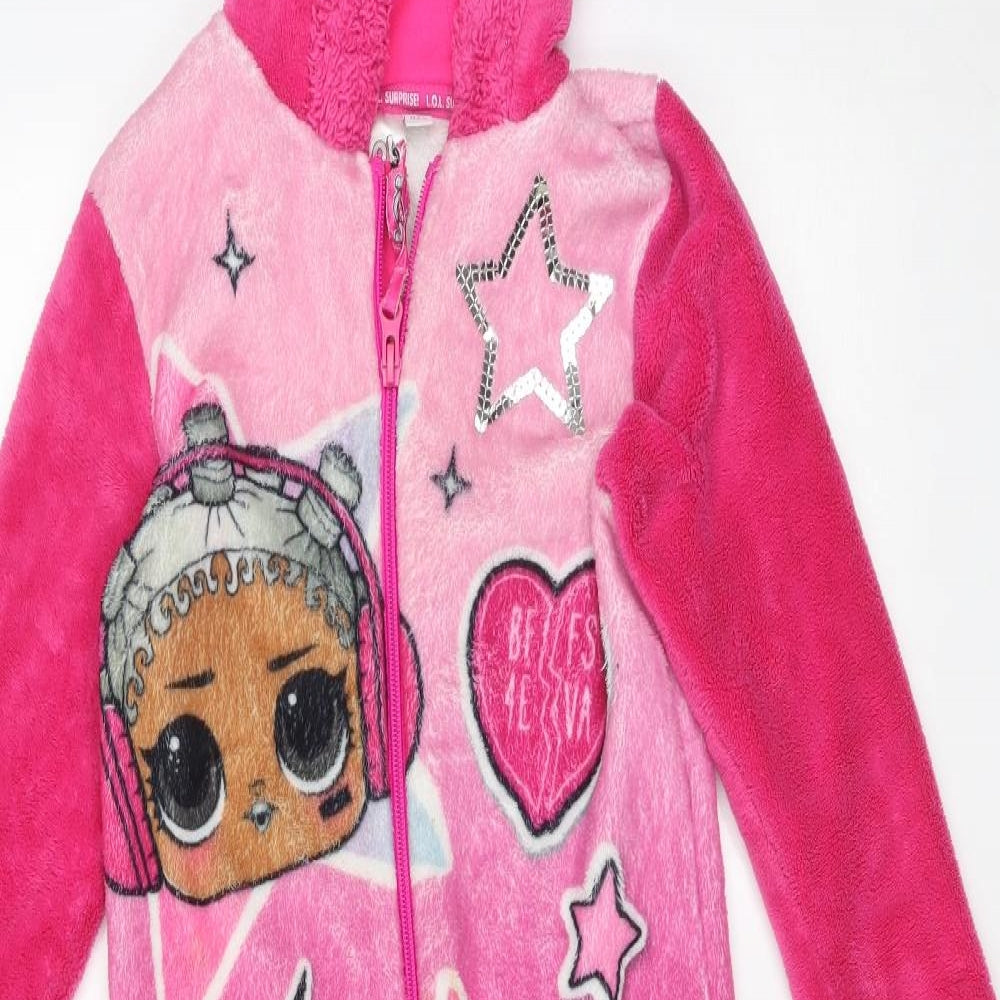 F&F Girls Pink Solid Polyester  One Piece Size 6-7 Years   - LOL SUPRISE