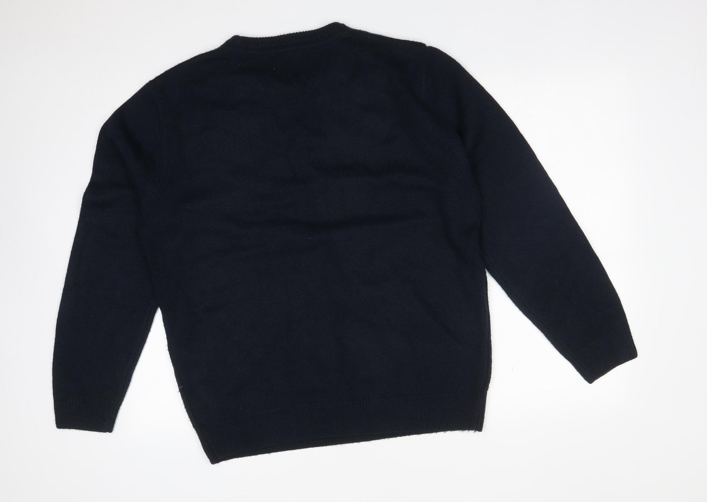 George Mens Blue  Acrylic Pullover Sweatshirt Size L   - CHRISTMAS TREE