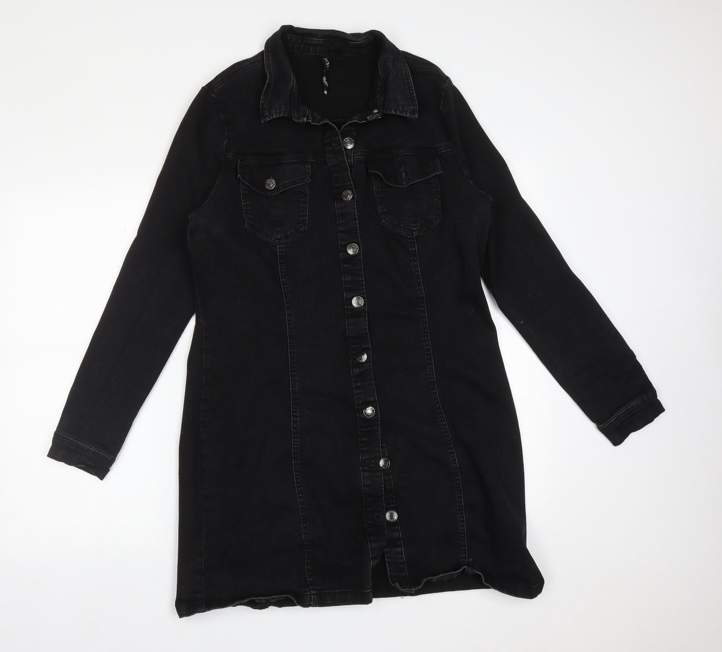 DENIM CO Womens Black  Cotton Shirt Dress  Size 20  Collared