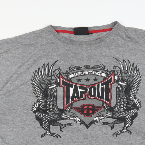 Tapout Mens Grey  Cotton  T-Shirt Size 2XL Crew Neck  - SIMPLY BELIEVE TAPOUT