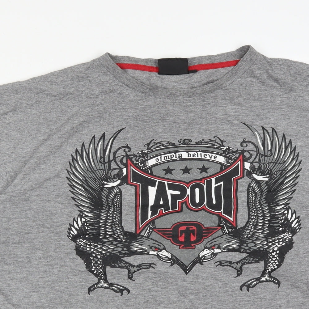 Tapout Mens Grey  Cotton  T-Shirt Size 2XL Crew Neck  - SIMPLY BELIEVE TAPOUT