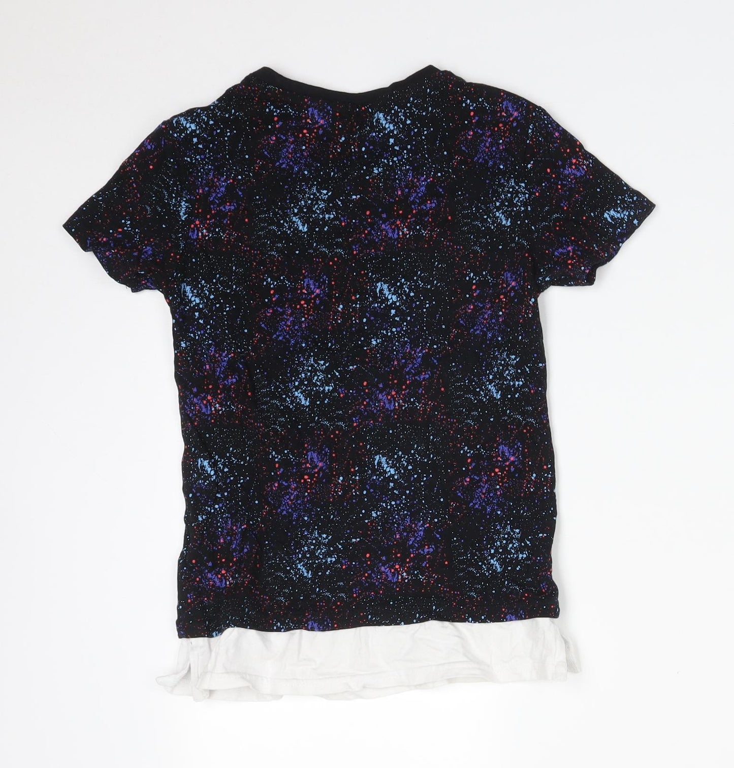 PEP&CO Boys Black Spotted Cotton Basic T-Shirt Size 7-8 Years Crew Neck  - FUTURE