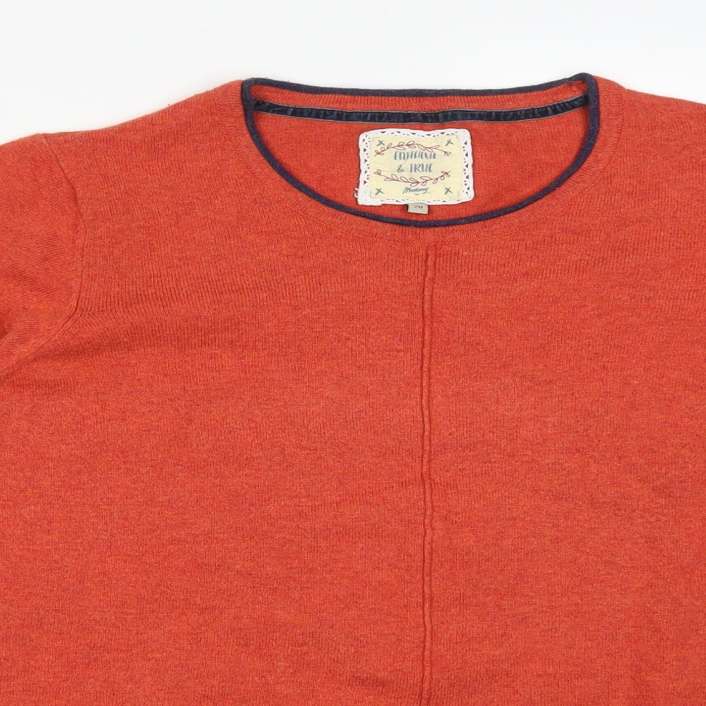 Debenhams Womens Orange  Acrylic Basic T-Shirt Size 20 Round Neck